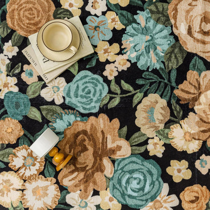 Schwarz-Weißer Teppich Wohnzimmer 200x300cm – Waschbarer Florteppich