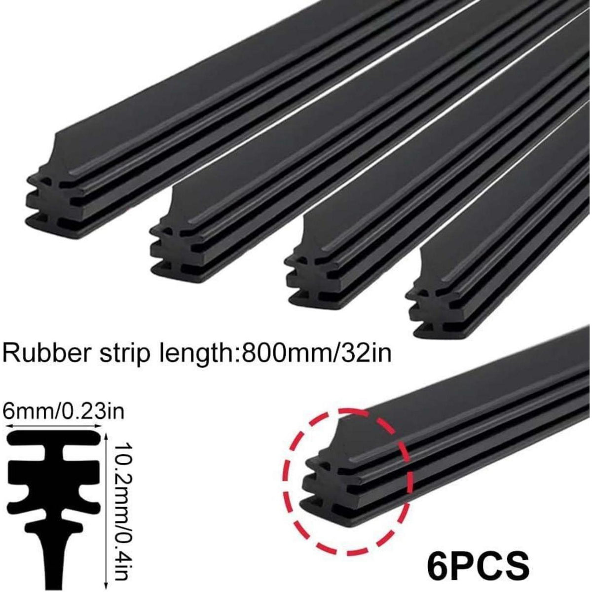 6x Scheibenwischer Gummi 800mm – Universeller Ersatzwischer