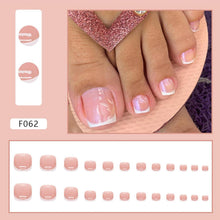 Französische Zehennägel Kurz Rosa-Weiß – 24er Set mit Kleber & Feile
