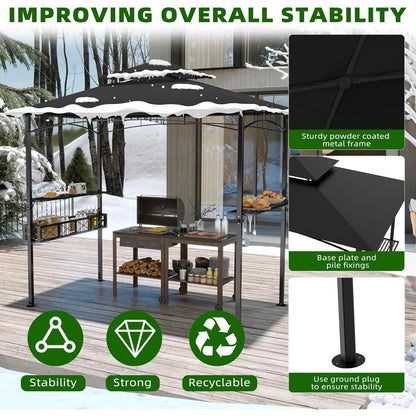 Grillpavillon 245x153cm mit Doppeldach & Stauraum