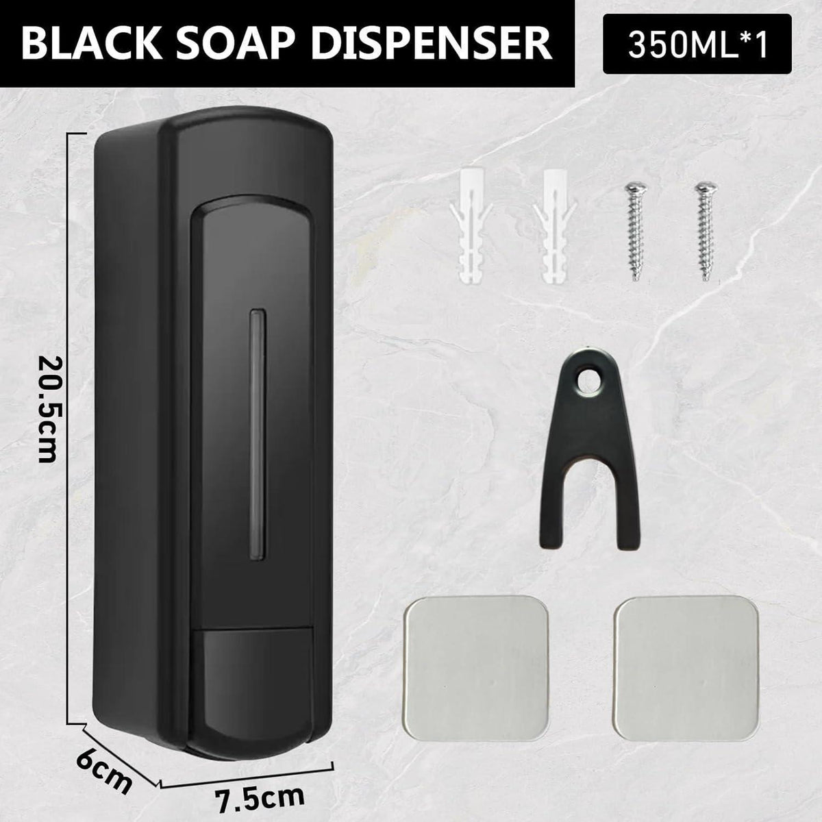 Wandmontierter Seifenspender 350ml Schwarz – Ohne Bohren