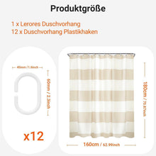 Duschvorhang Beige Streifen 160x180 cm Textil Wasserabweisend Beschwert