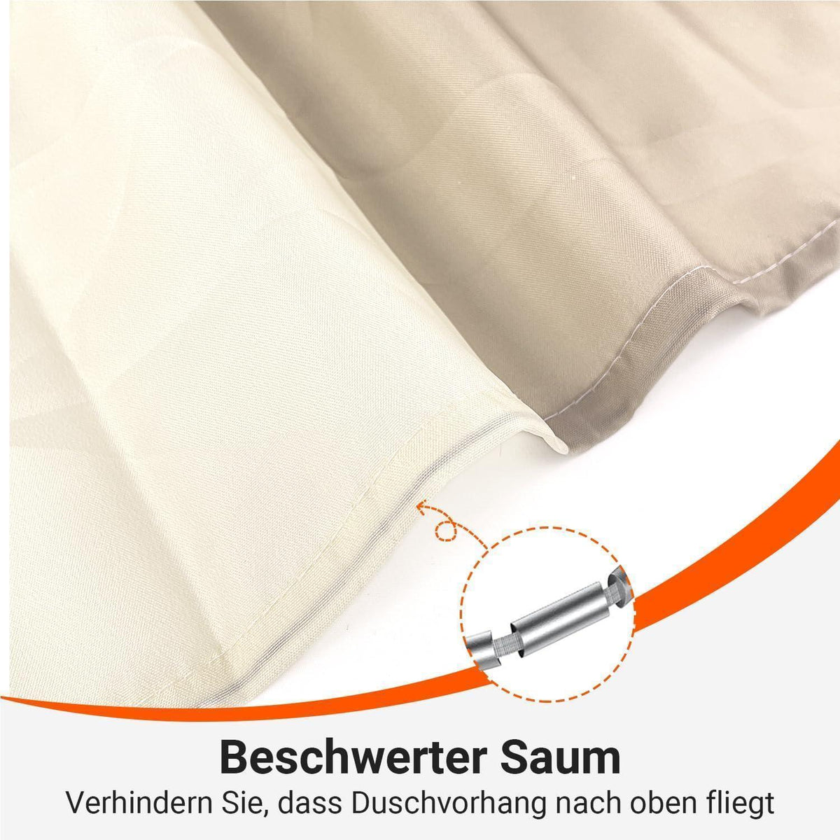 Duschvorhang Beige Streifen 160x180 cm Textil Wasserabweisend Beschwert