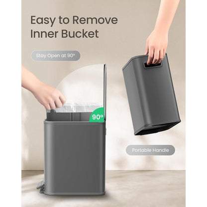 Badezimmer Mülleimer Edelstahl mit Deckel & Trittpedal 5L