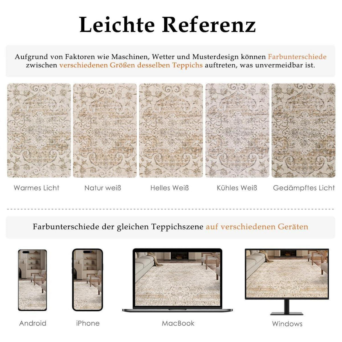 Vintage Teppich 300x400cm Beige – Waschbar & Rutschfest