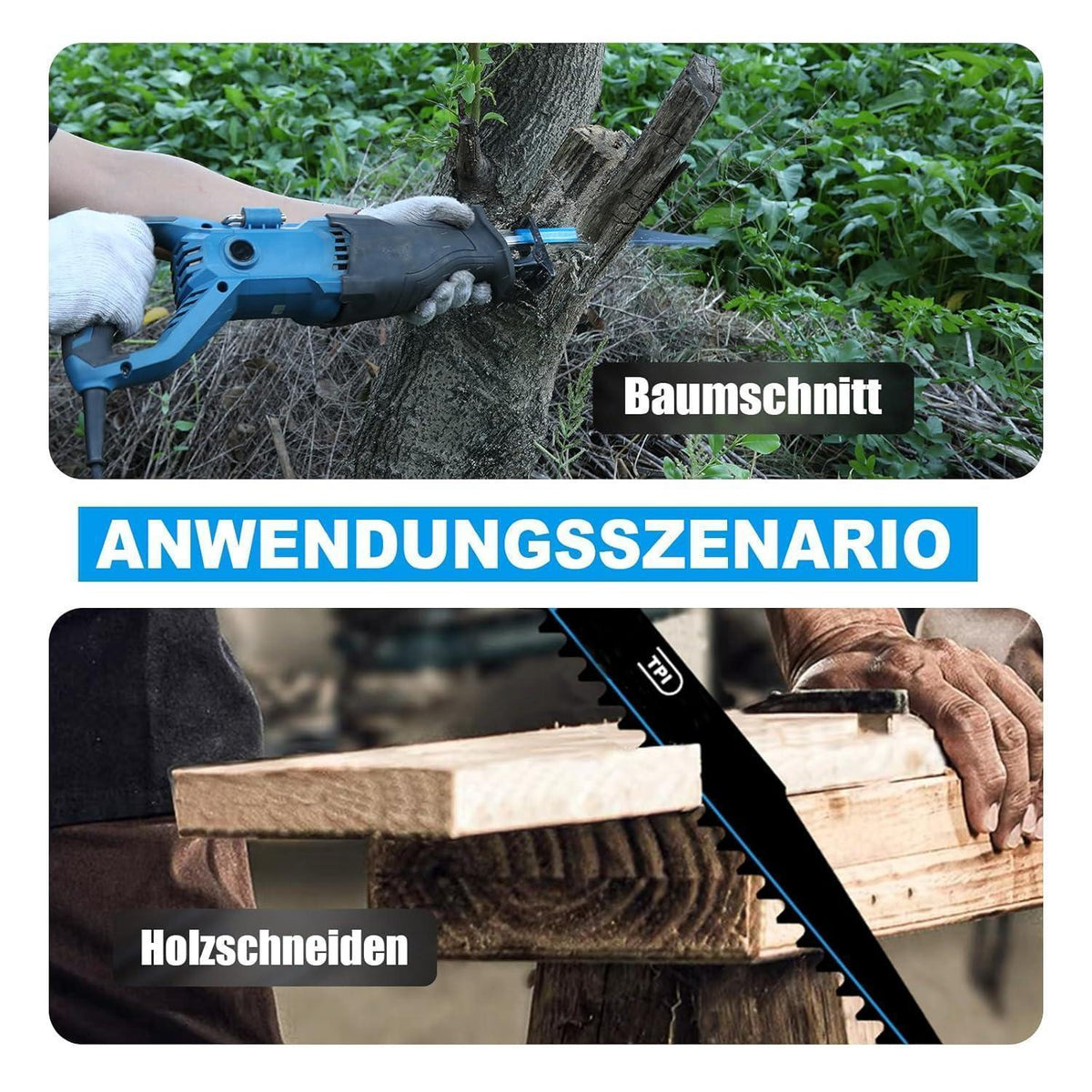 Hartmetall Säbelsägeblätter 150mm 3TPI für Holz, 10 Stück