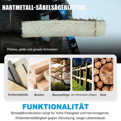 Hartmetall Säbelsägeblätter 150mm 3TPI für Holz, 10 Stück