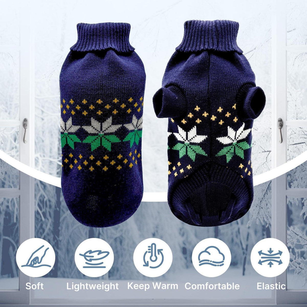 Gestrickter Hundepullover Rollkragen Marineblau XS