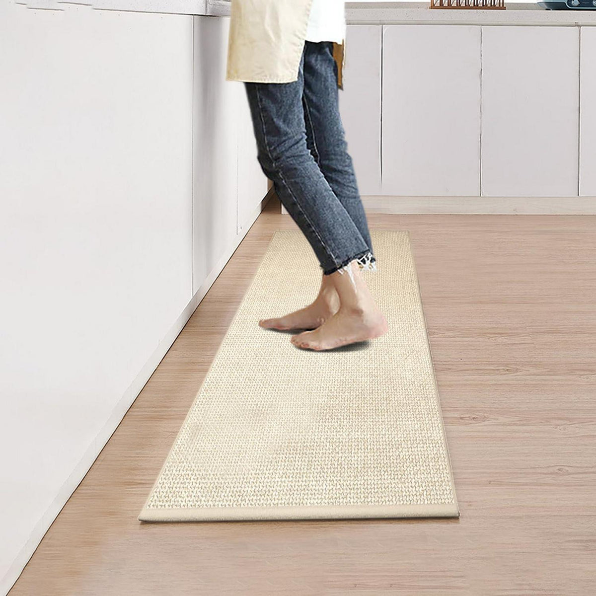 Waschbarer Küchenteppich rutschfest 43.5x180cm – Beige