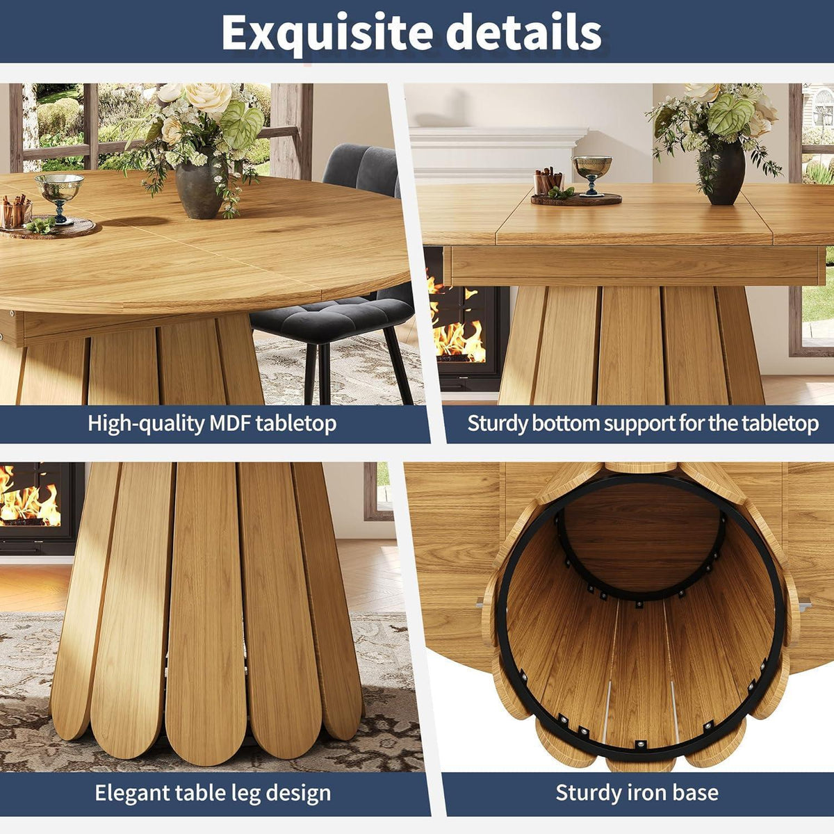Ausziehbarer Esstisch Holz – 118-158cm, Platz für 6 Personen