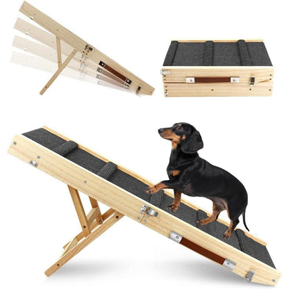 Klappbare Hunderampe Höhenverstellbar 25-48cm – Treppe für Bett & Sofa
