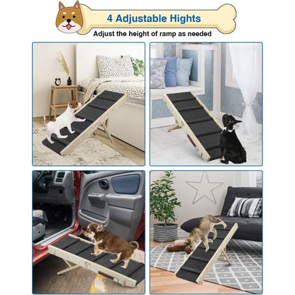 Klappbare Hunderampe Höhenverstellbar 25-48cm – Treppe für Bett & Sofa
