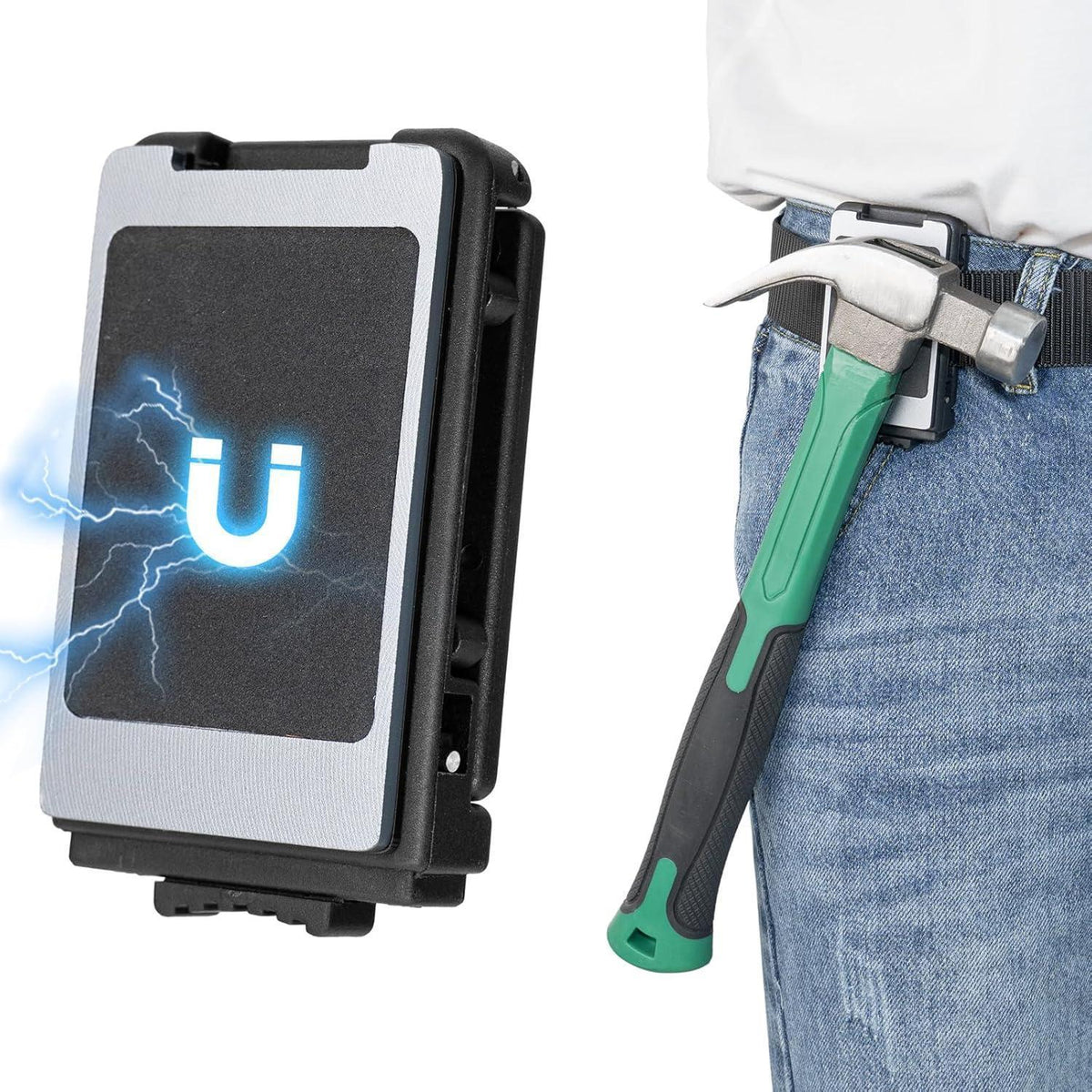 Magnetische Werkzeughalterung mit Gürtelclip und Verriegelung