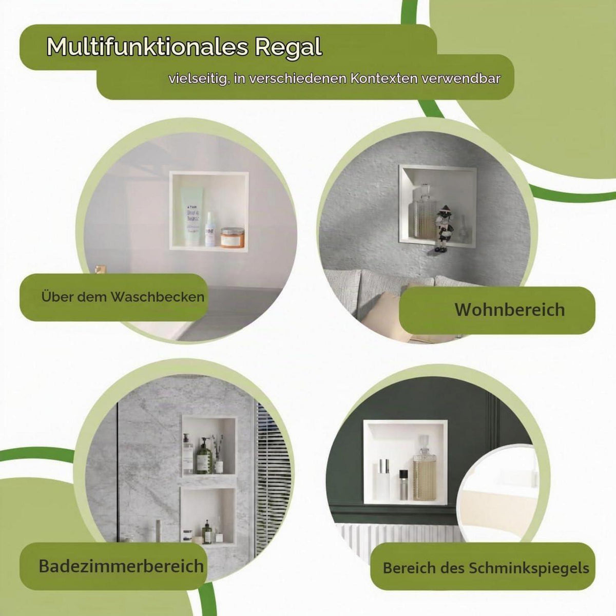 Wandnischenschrank Weiß 30x30cm – Edelstahl Duschablage