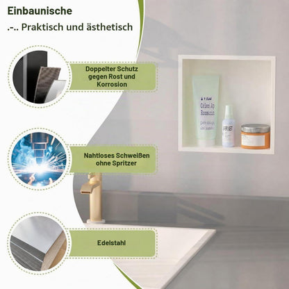 Wandnischenschrank Weiß 30x30cm – Edelstahl Duschablage