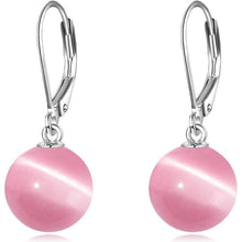 Perlen Ohrringe Sterling Silber Hängend Rosa Katzenauge