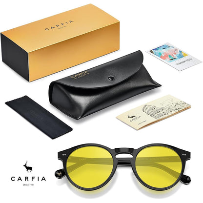 Herren Sonnenbrille polarisiert Vintage UV400 Schutz Gelbton