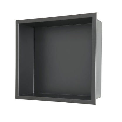 Wandmontierter Duschschrank Schwarz 30x30cm Edelstahl Duschablage