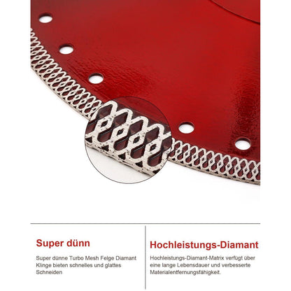 Diamanttrennscheibe Ø 350mm Nassschnitt für Fliesen, Stein, Beton