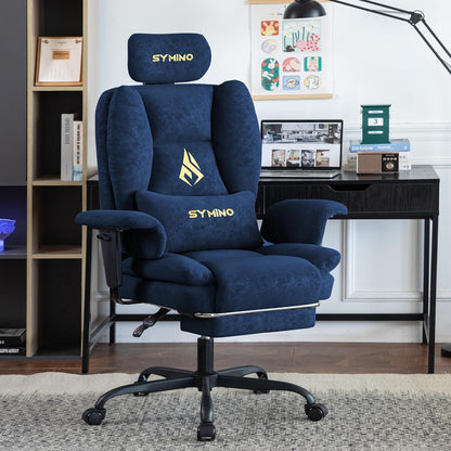 Gaming Stuhl mit Fußstütze, verstellbar, dunkelblau