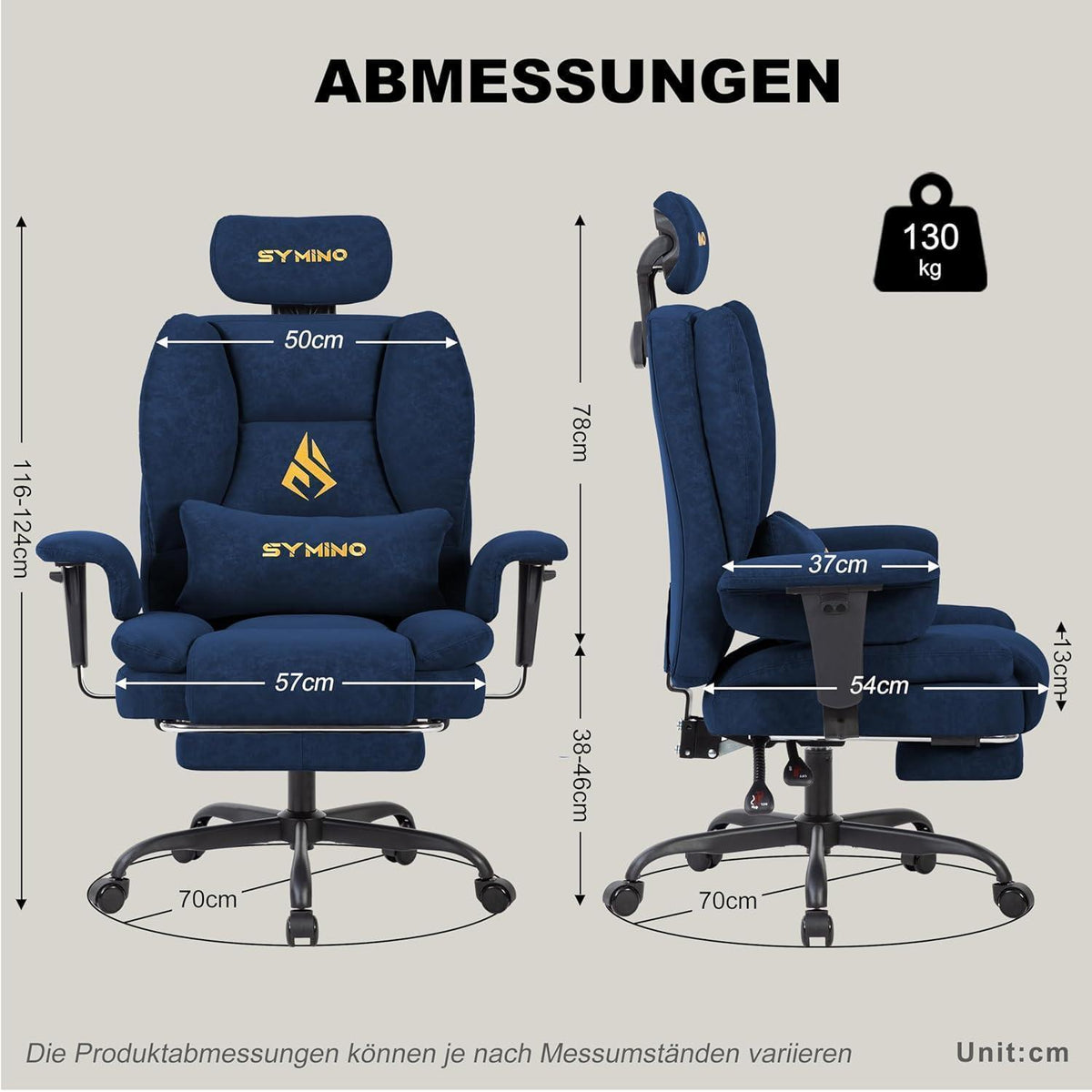 Gaming Stuhl mit Fußstütze, verstellbar, dunkelblau