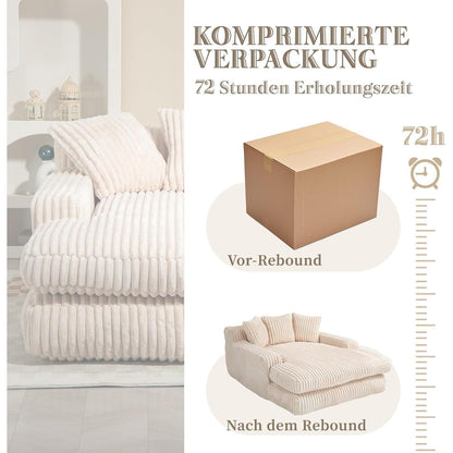 Bequemes Cord Schlafsofa mit Kissen – Loungesessel für Wohnzimmer