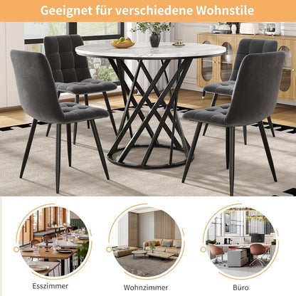 Runder Esstisch Weiß Marmor Optik 80x80cm Modern