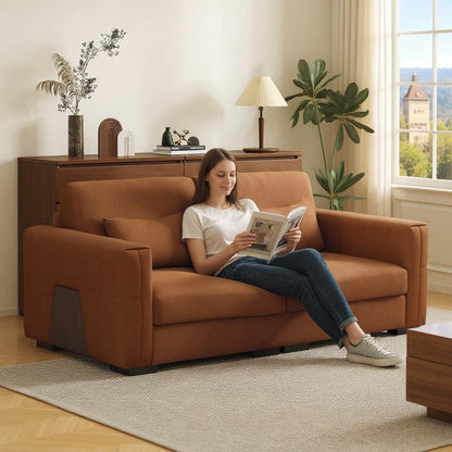 2-Sitzer Sofa Lederoptik 196cm – Bequemes Wohnzimmer Sofa