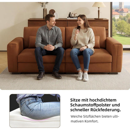 2-Sitzer Sofa Lederoptik 196cm – Bequemes Wohnzimmer Sofa