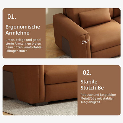 2-Sitzer Sofa Lederoptik 196cm – Bequemes Wohnzimmer Sofa