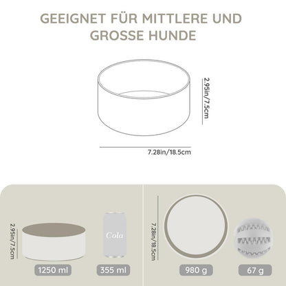 Keramik Hundenapf 1250ml Grau – Stabil & Leicht zu Reinigen