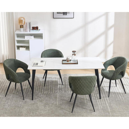 Esszimmerstühle 2er Set, Grün | Polsterstühle mit Metallbeinen