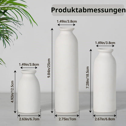 Keramik Vasen Set 3-teilig Weiß – Moderne Deko Vasen