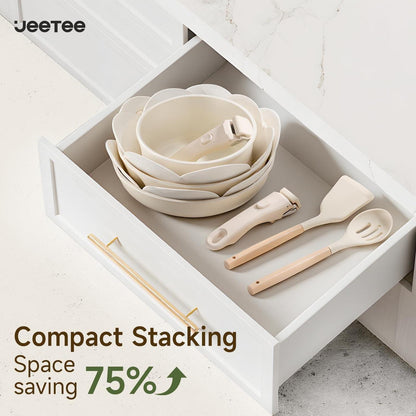19-teiliges Topfset mit abnehmbaren Griffen – Beige