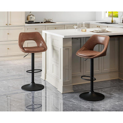 Barhocker Set 2er – Höhenverstellbar & Drehbar, Braun-Schwarz