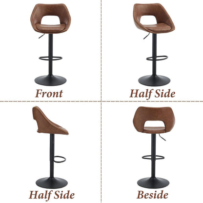 Barhocker Set 2er – Höhenverstellbar & Drehbar, Braun-Schwarz