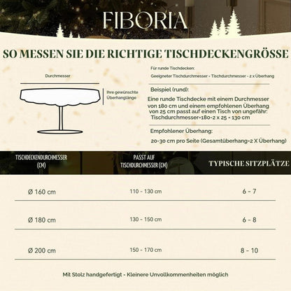 Runde Weihnachtstischdecke 200 cm Rot mit Weihnachtsbaum & Schneeflocken