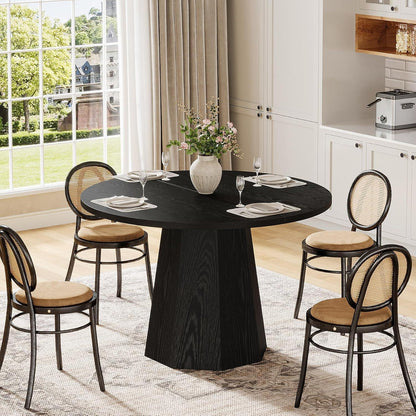 Runder Esstisch Schwarz 118cm – Esszimmertisch für 4 Personen