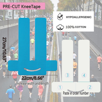 Vorgeschnittenes Kinesiotape für Knie – 12 Stück für Schmerzlinderung