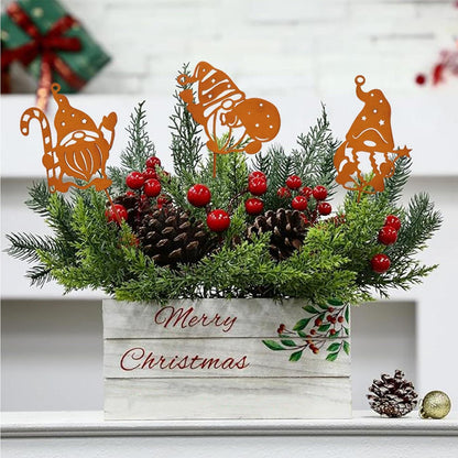 3er Set Rost Wichtel Gartenstecker Weihnachtsdeko Outdoor Metall