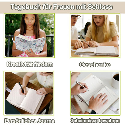 Tagebuch mit Zahlenschloss – A5, linierte Seiten in Lederoptik