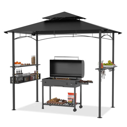 Grillpavillon 244x138 cm mit Bartresen & UV-Schutz Schwarz
