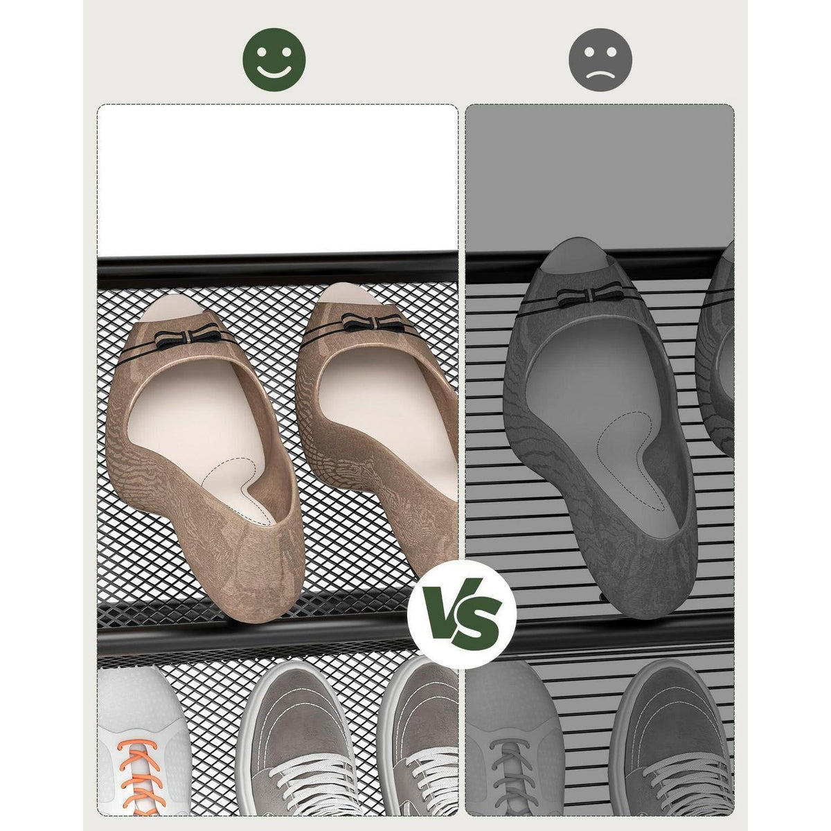 Schuhregal 5-stöckig, Schrägablagen, Kompakt & Vintagebraun