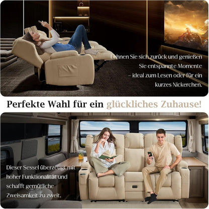 2-Sitzer Relaxsessel mit Liegefunktion & Kinosofa Beige