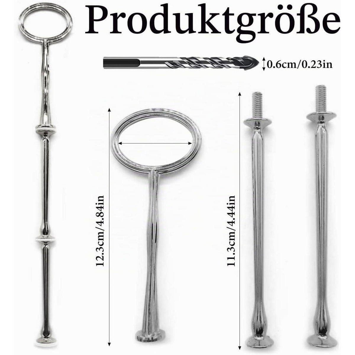 Silberne Etageren Stangen Set – 5 Stück zum Selber Bauen