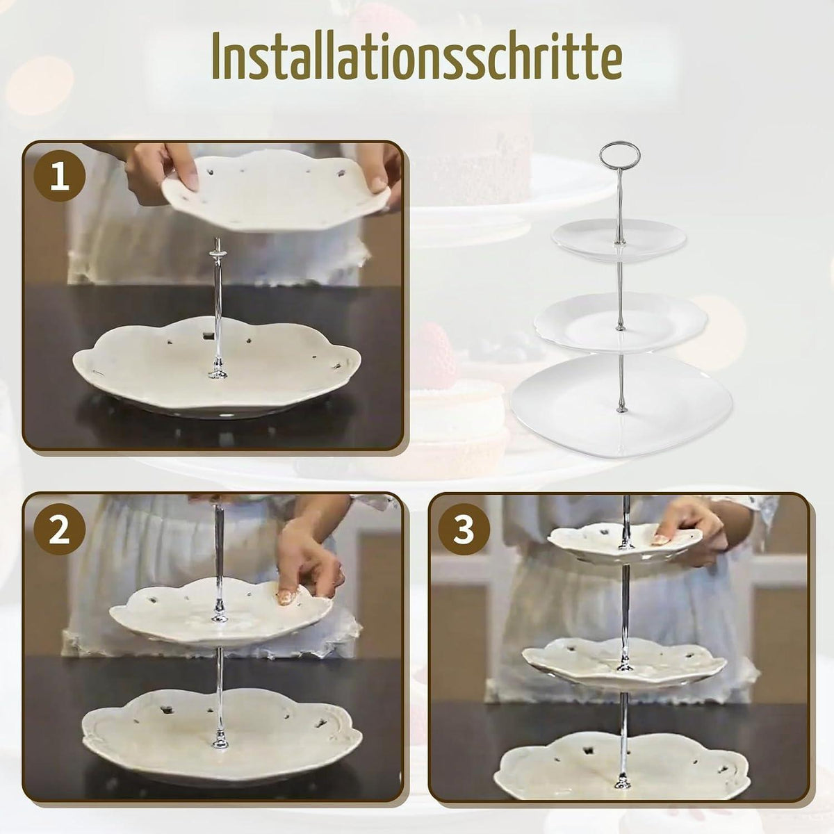 Silberne Etageren Stangen Set – 5 Stück zum Selber Bauen
