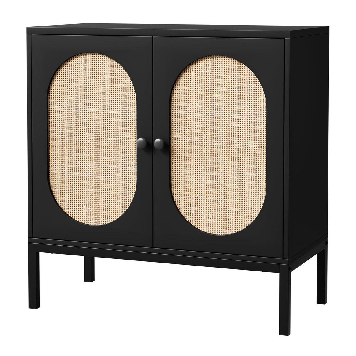 Sideboard mit Rattan Türen – Schrank 80x40x82 cm