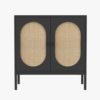 Sideboard mit Rattan Türen – Schrank 80x40x82 cm