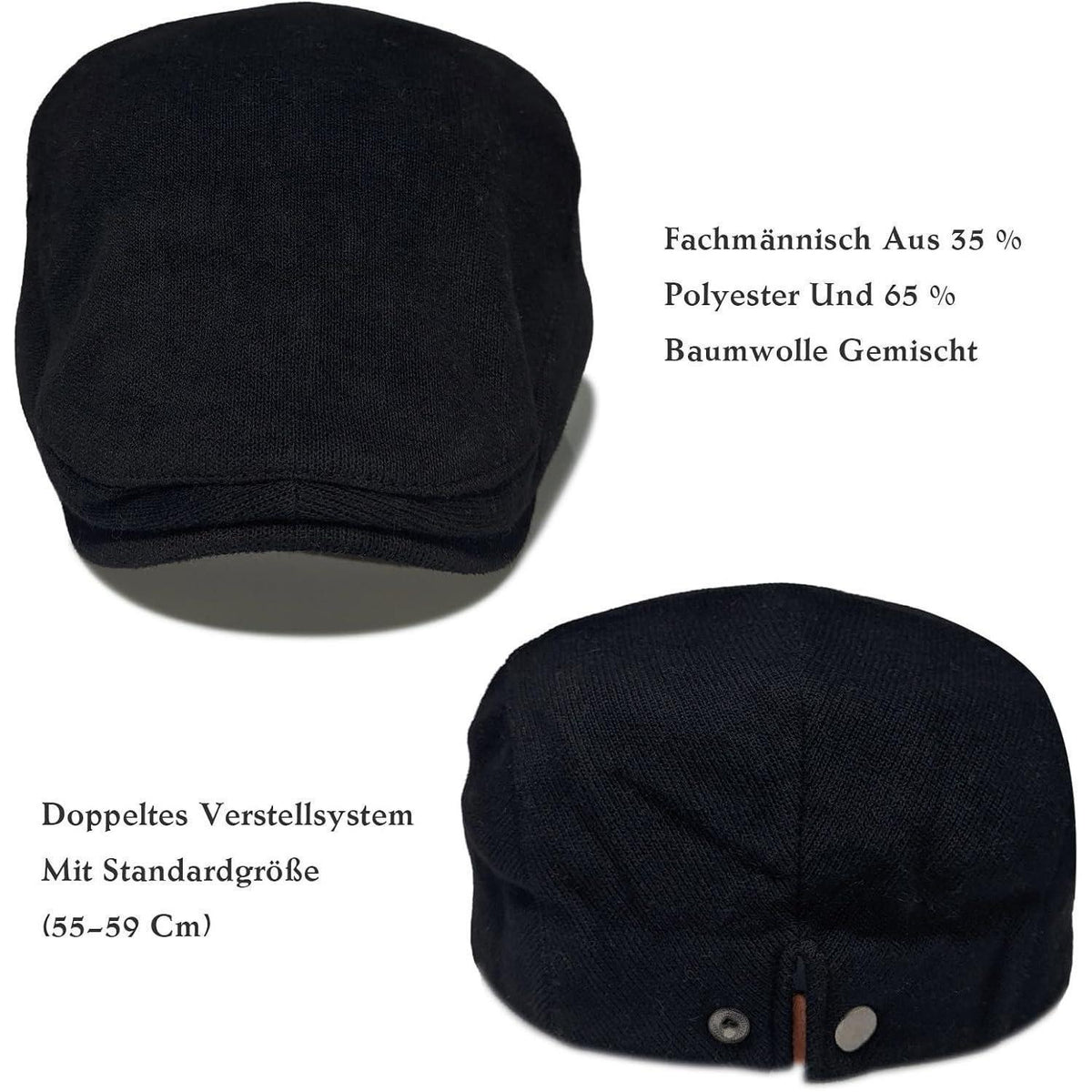 Herren Baskenmütze Newsboy Cap Schwarz Frühling Herbst