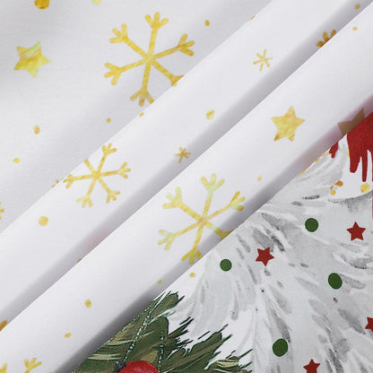 Weihnachtstischdecke Weiß 140x240 cm mit Weihnachtsbaum & Schneeflocke